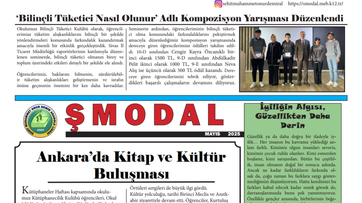 Okul Gazetemiz ŞMODAL 4. Sayısı Yayınlandı